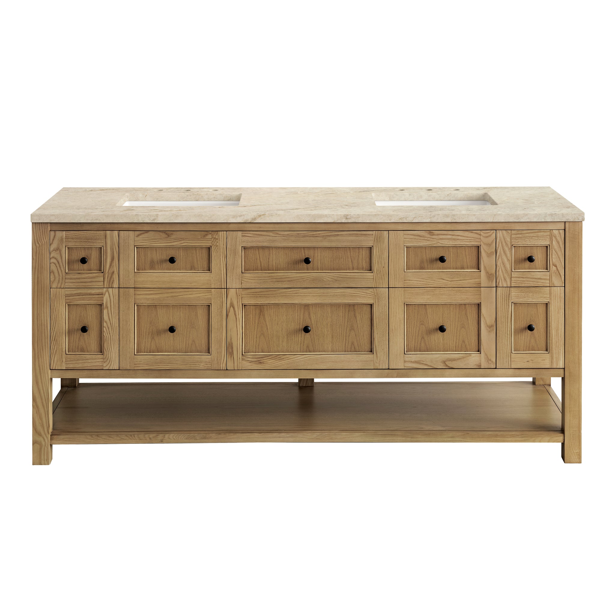 James Martin Breckenridge 72" Double Bathroom Vanity, Light Natural Oak with Tajnar countertop
