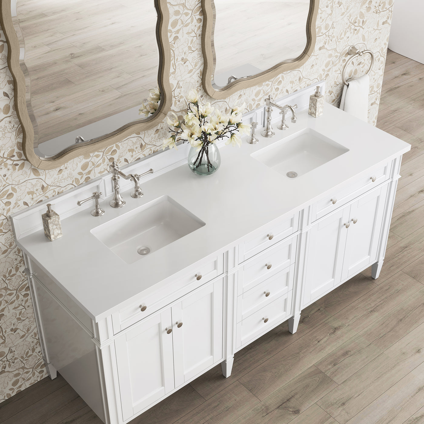 James Martin Brittany 72" Double Bathroom Vanity, Bright White, view 30