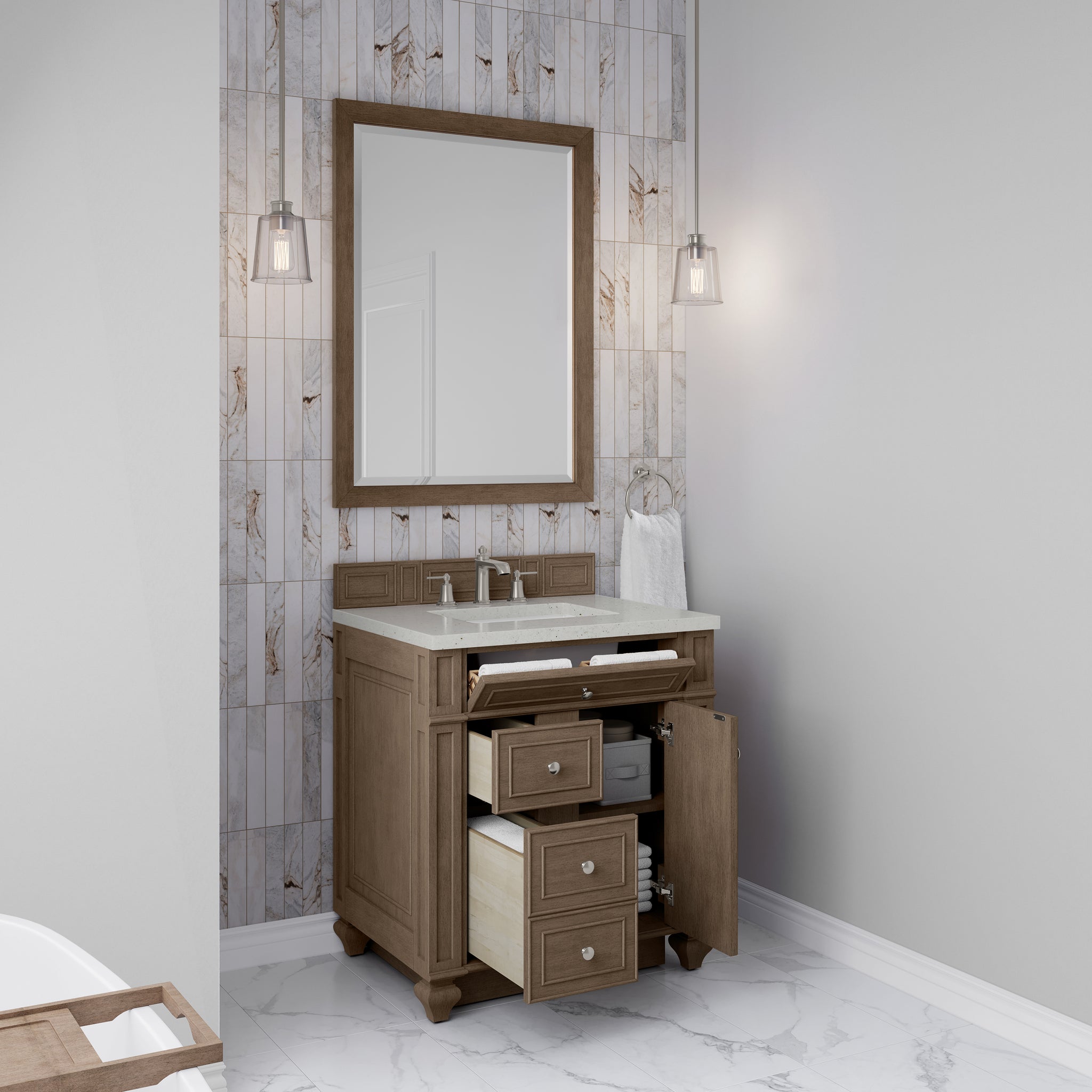 James Martin Bristol 30" Single Bathroom Vanity, Whitewashed Walnut, view 19