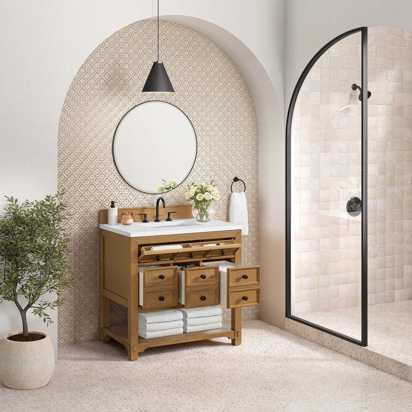 James Martin Malibu 36" Single Bathroom Vanity, Amber Birch, view 31