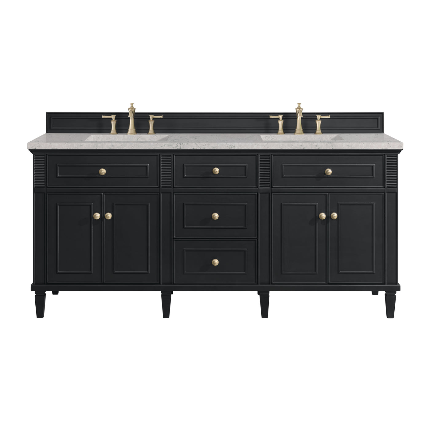 James Martin Lorelai 72" Double Bathroom Vanity, Black Onyx with Eternal Jasmine Pearl countertop