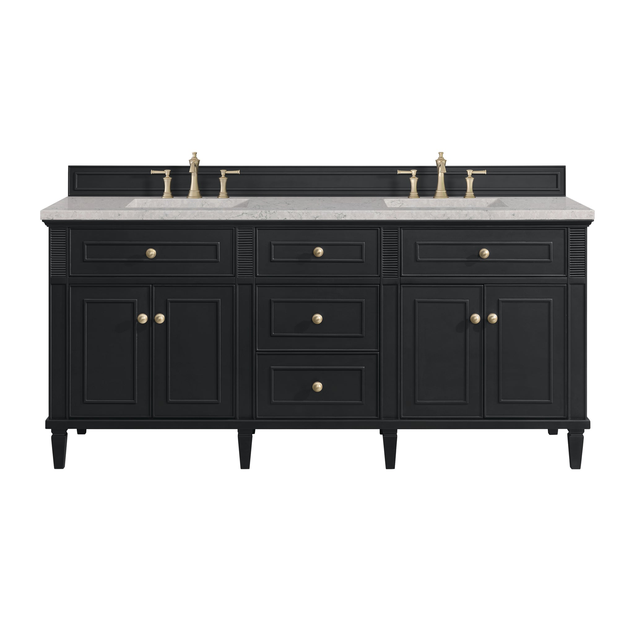 James Martin Lorelai 72" Double Bathroom Vanity, Black Onyx with Eternal Jasmine Pearl countertop