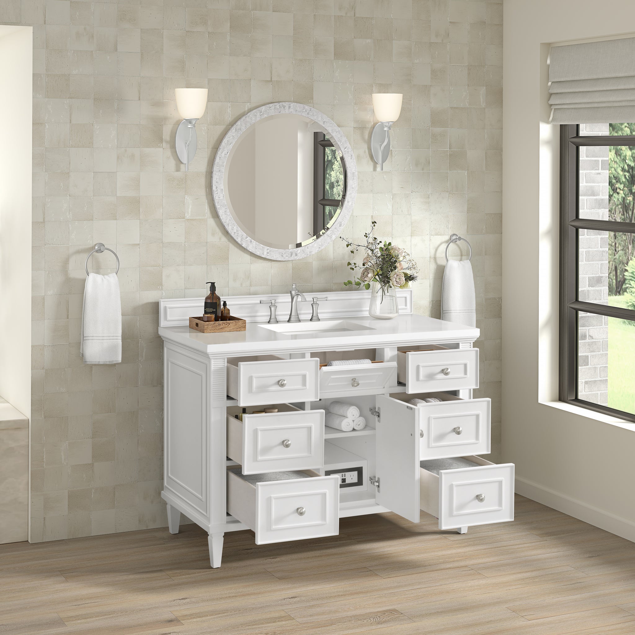 James Martin Lorelai 48" Single Bathroom Vanity, Bright White, view 40