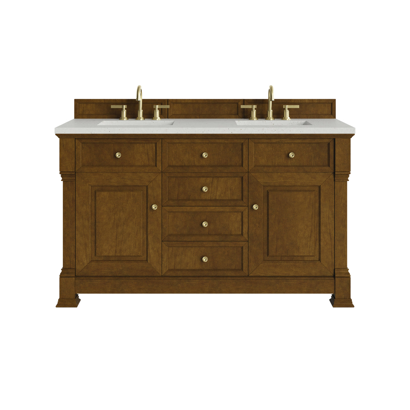 James Martin Brookfield 60" Double Bathroom Vanity, Honey Oak with Lime Delight countertop