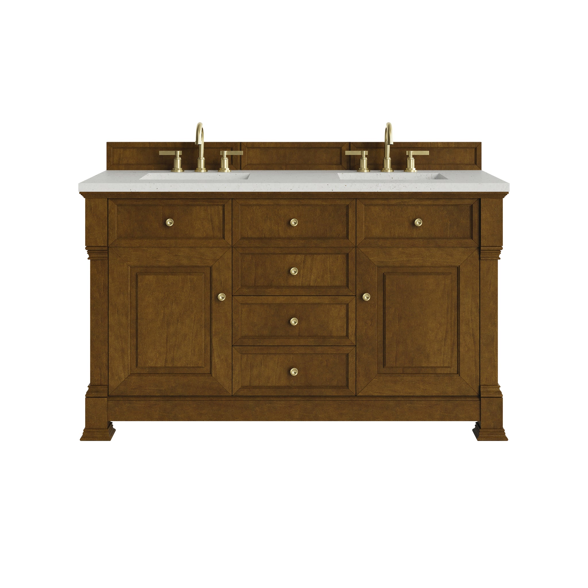 James Martin Brookfield 60" Double Bathroom Vanity, Honey Oak with Lime Delight countertop