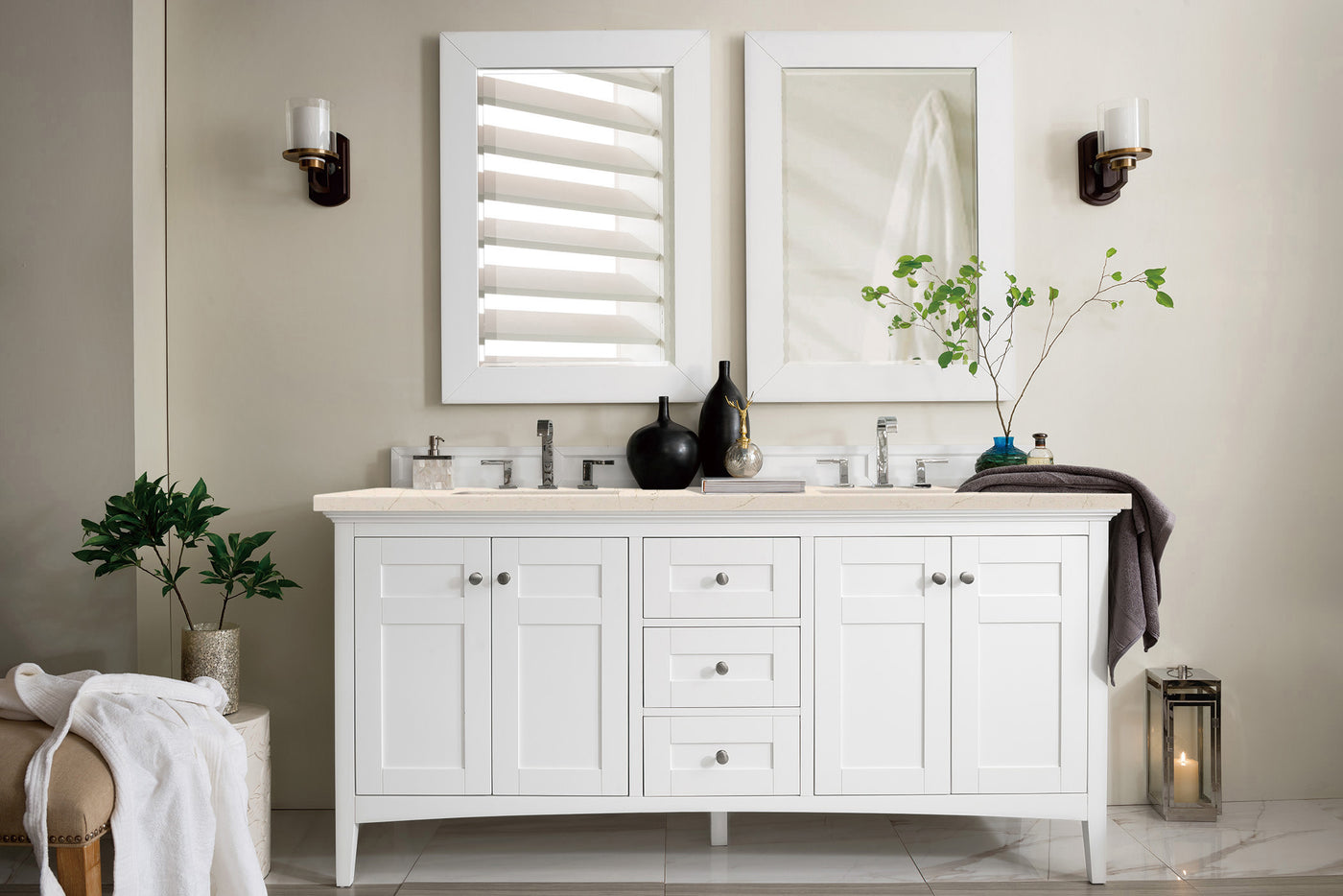 James Martin Palisades 72" Double Bathroom Vanity, Bright White, view 9