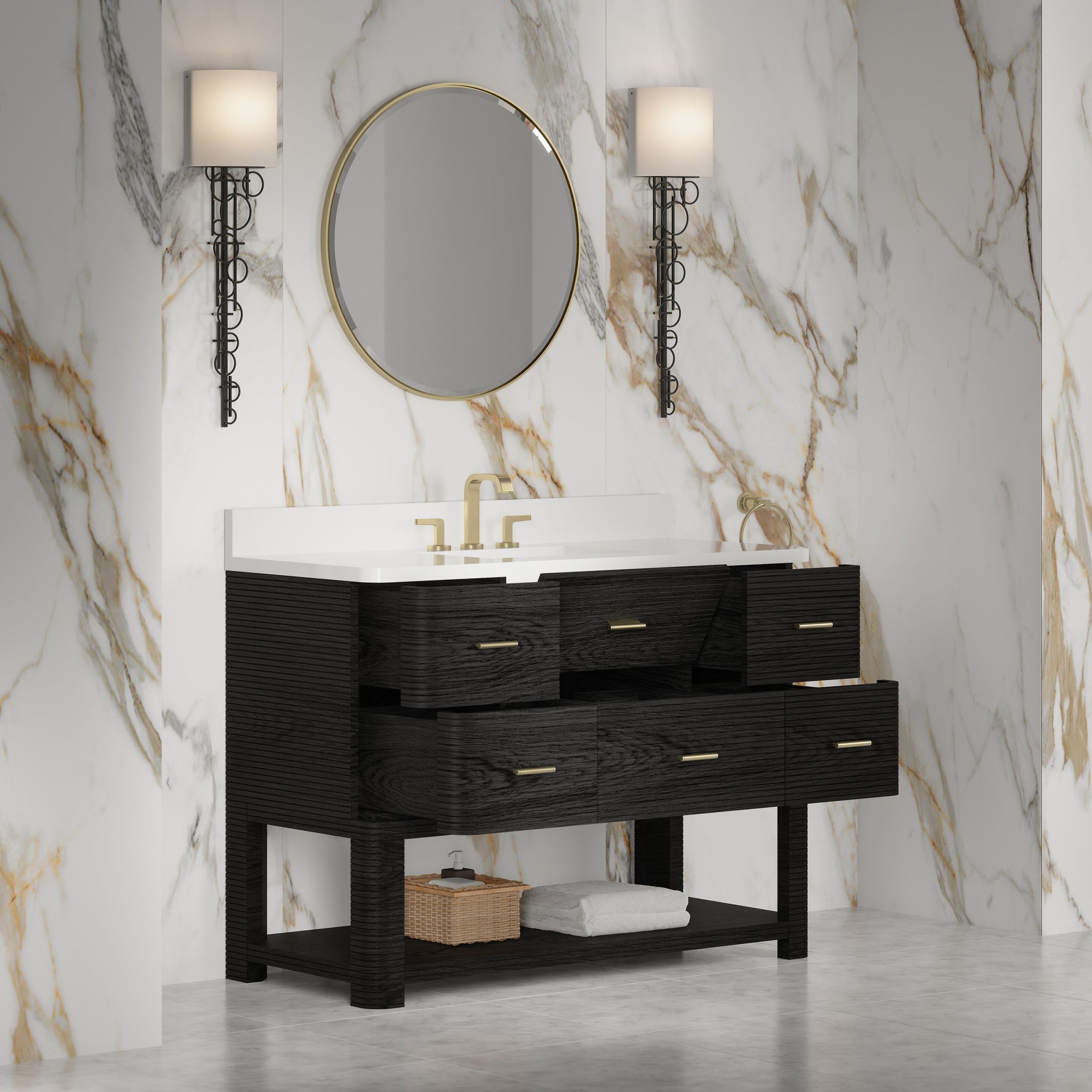 James Martin Lucian 48" Single Bathroom Vanity, Carbon Oak, view 37