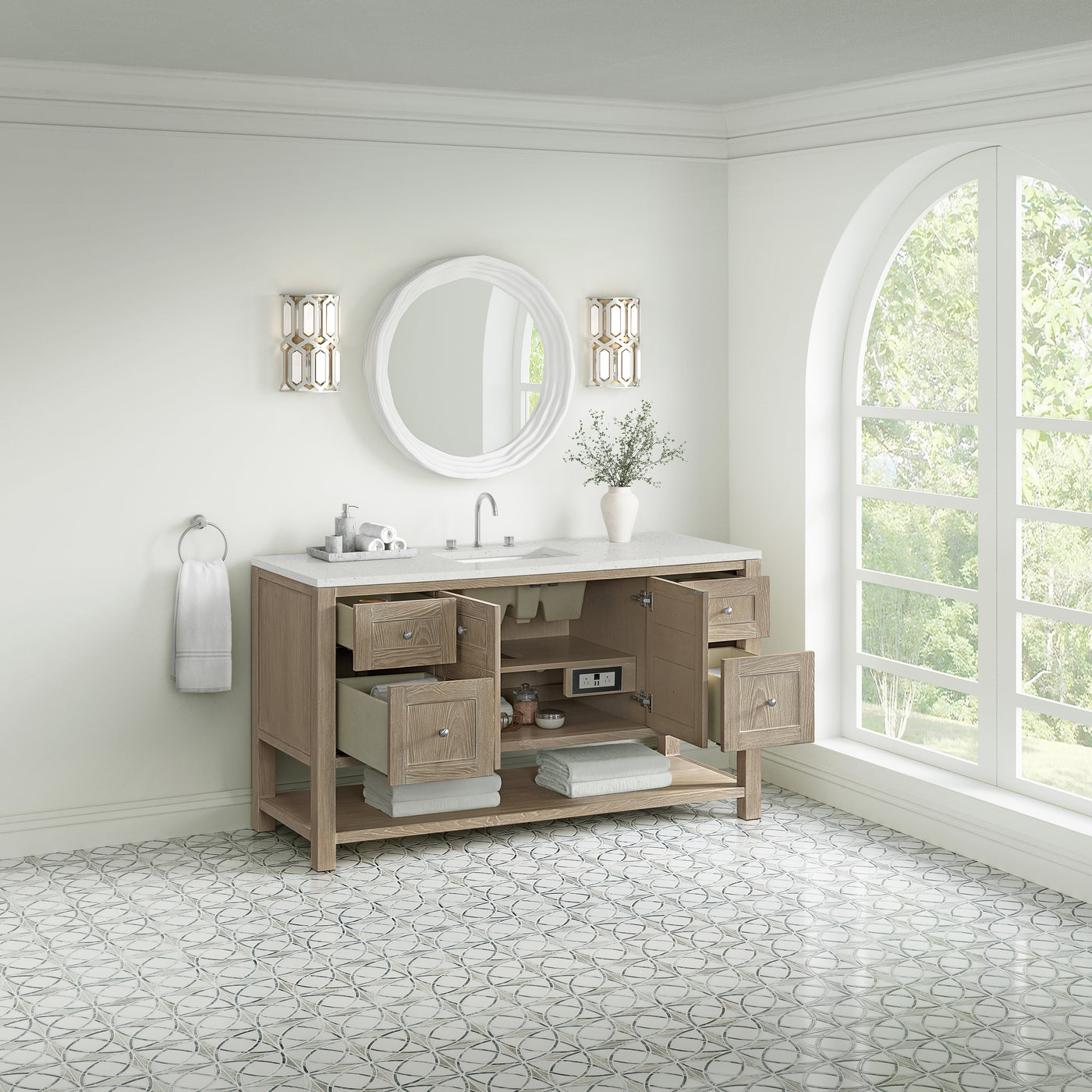 James Martin Breckenridge 60" Single Bathroom Vanity, Whitewashed Oak, view 28