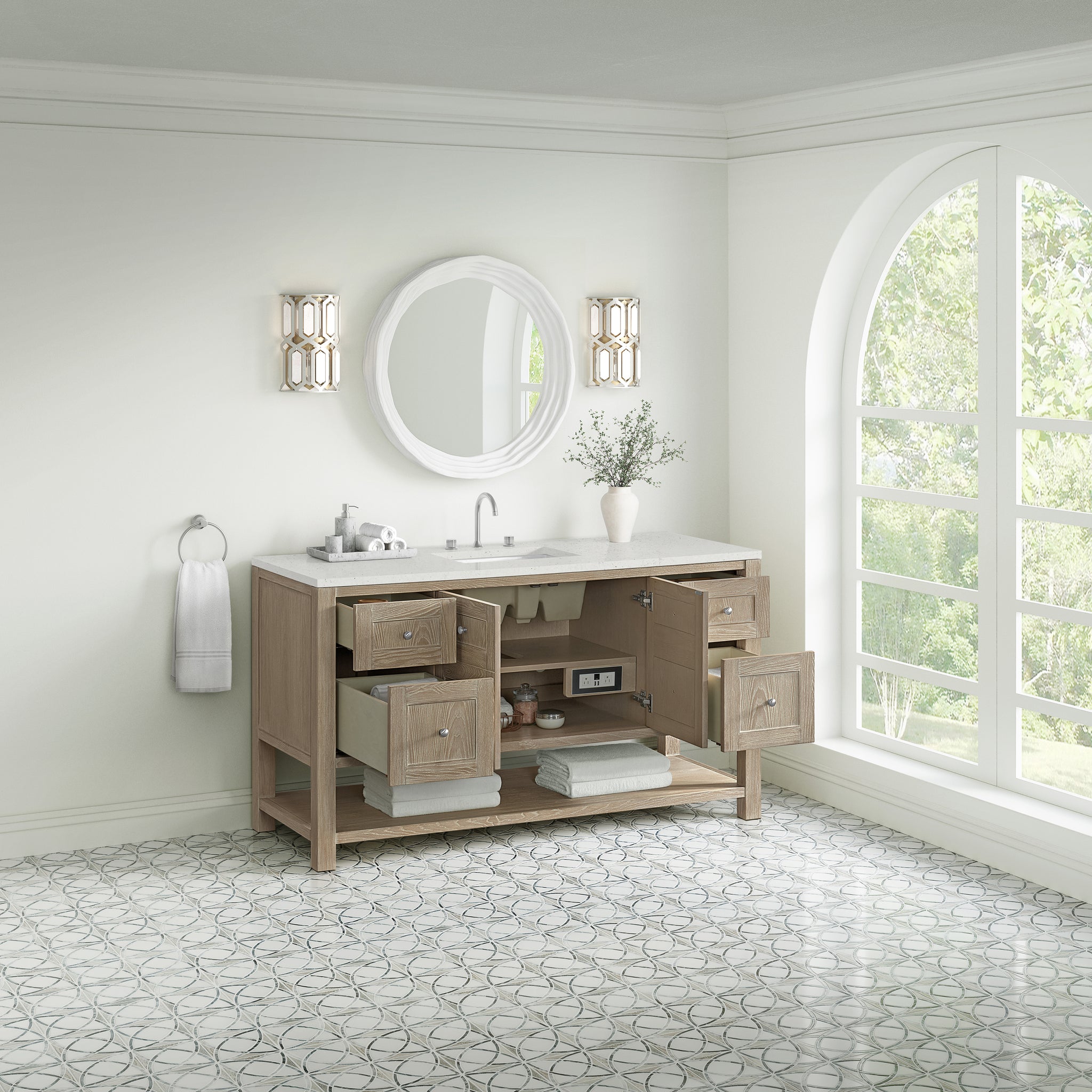 James Martin Breckenridge 60" Single Bathroom Vanity, Whitewashed Oak, view 28