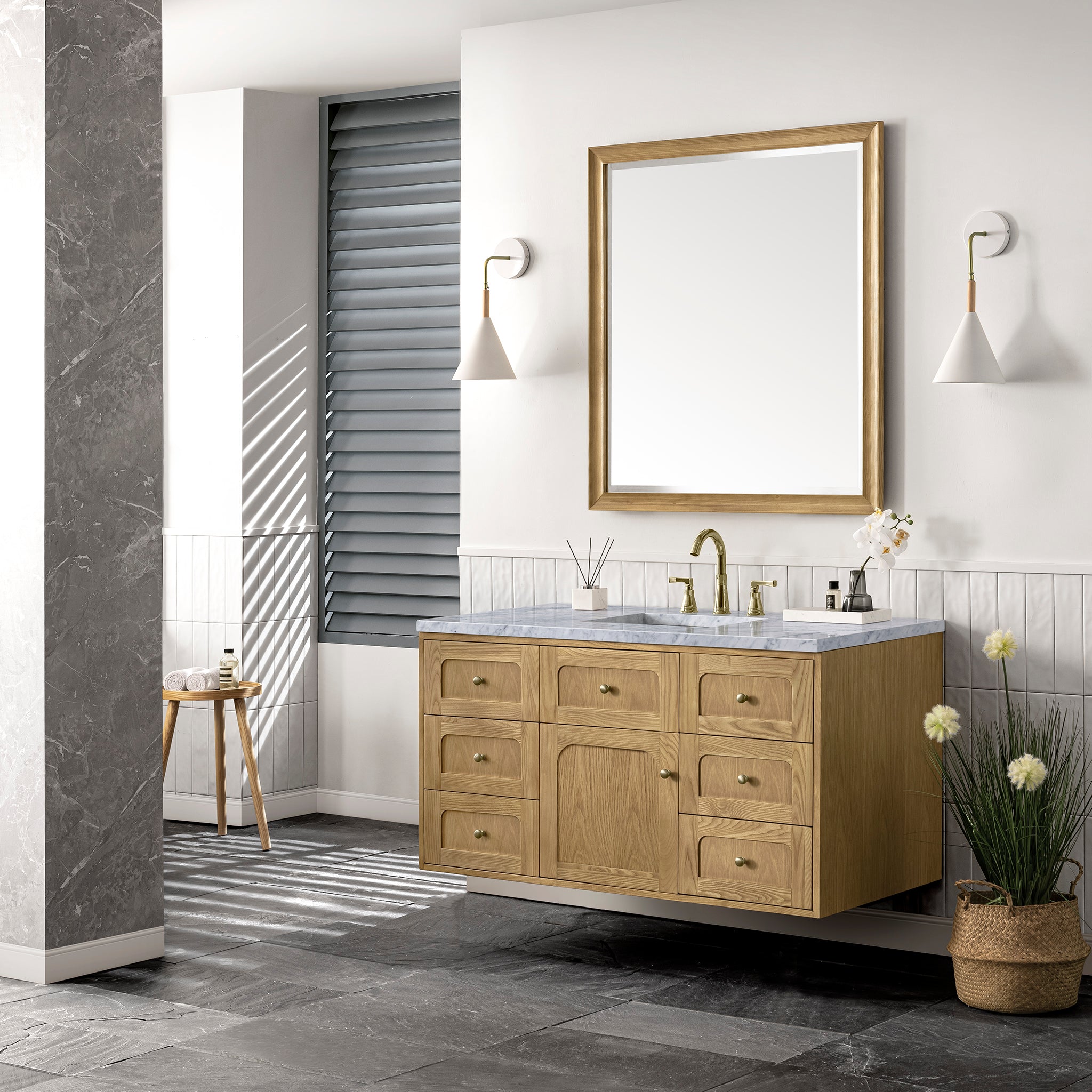 James Martin Laurent 48" Dual Mount Single Bathroom Vanity, Light Natural Oak, view 33