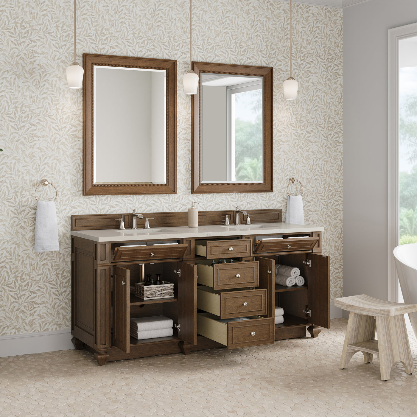 James Martin Bristol 72" Double Bathroom Vanity, Saddle Brown, view 36