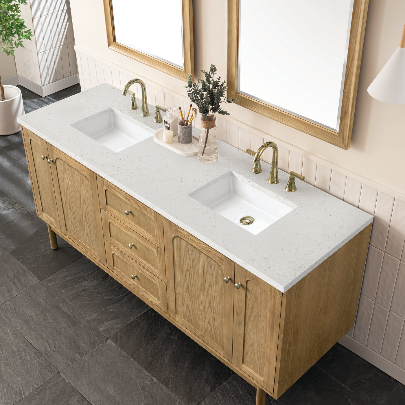 James Martin Laurent 72" Dual Mount Double Bathroom Vanity, Light Natural Oak, view 39