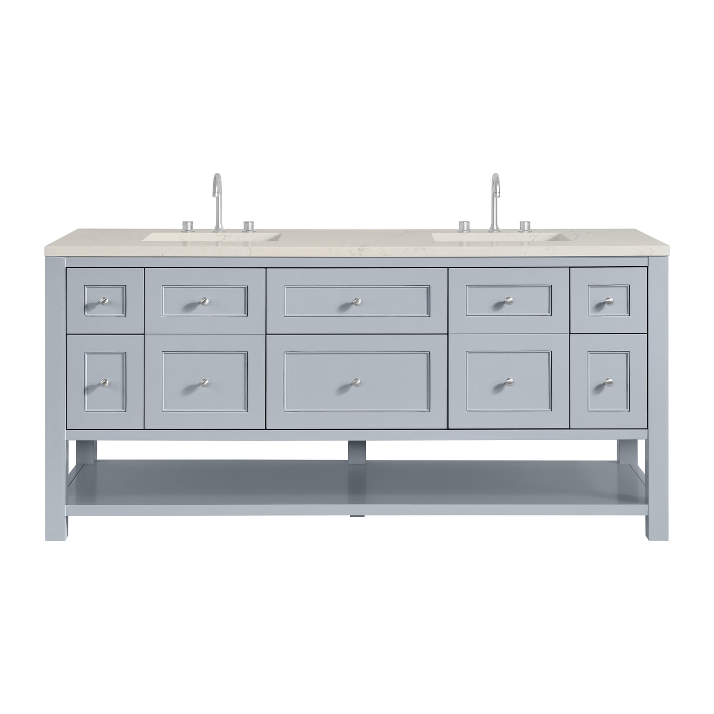 James Martin Breckenridge 72" Double Bathroom Vanity, Serenity Blue with Siberian countertop