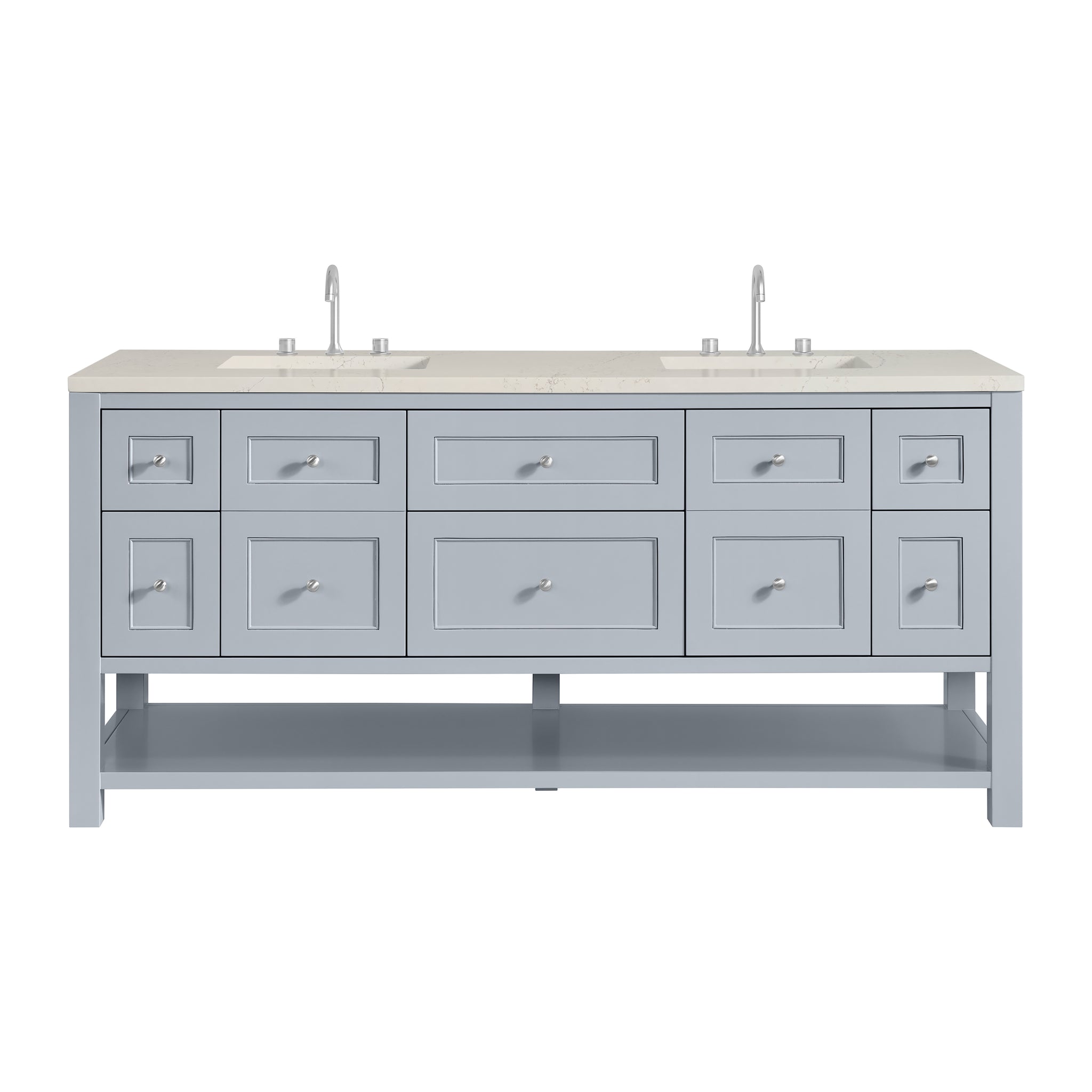 James Martin Breckenridge 72" Double Bathroom Vanity, Serenity Blue with Siberian countertop