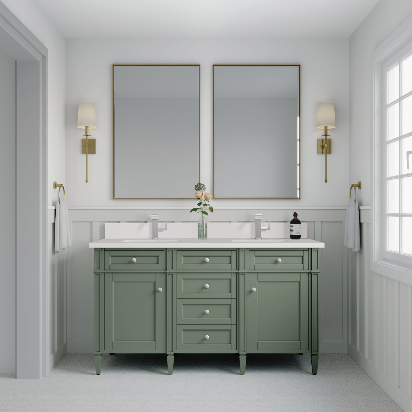 James Martin Brittany 60" Double Bathroom Vanity, Smokey Celadon, view 24