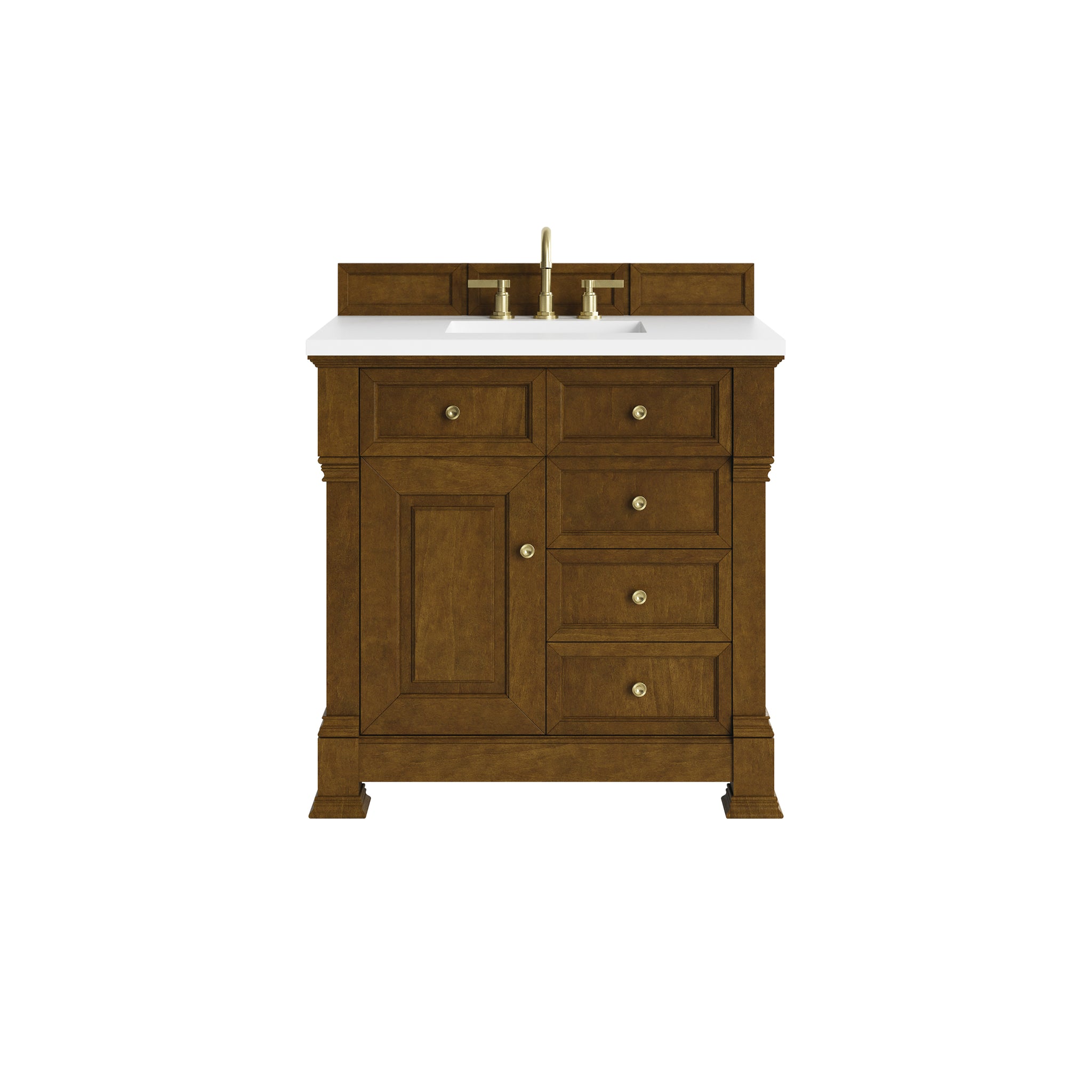 James Martin Brookfield 36" Single Bathroom Vanity, Honey Oak with White Zeus countertop