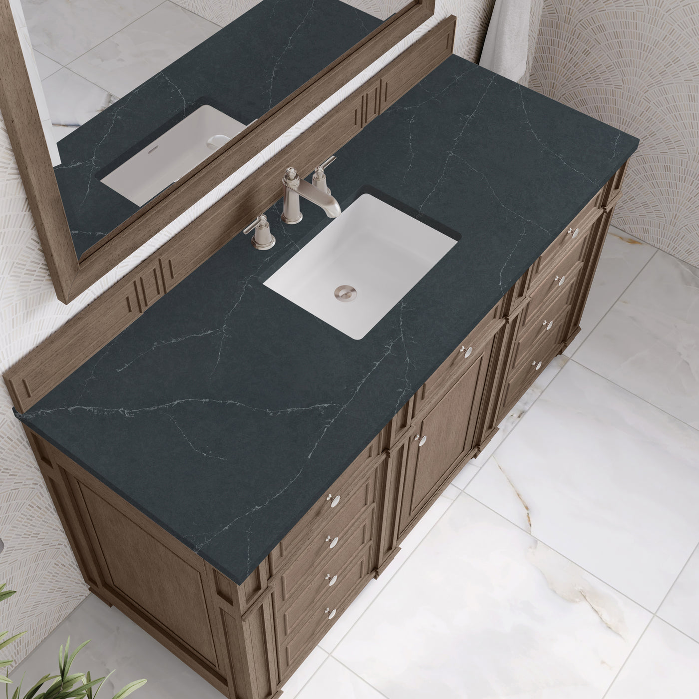 James Martin Bristol 60" Single Bathroom Vanity, Whitewashed Walnut, view 30