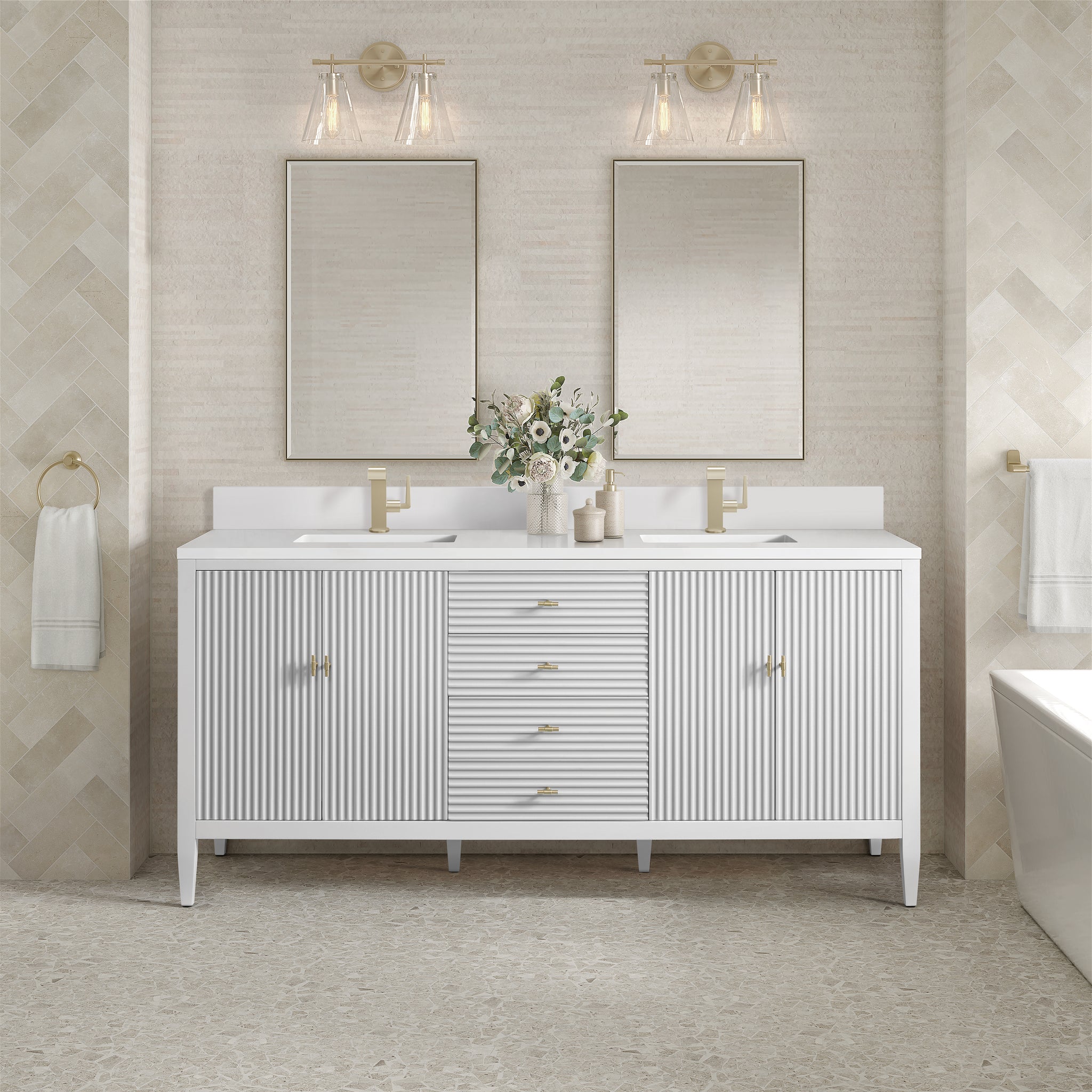 James Martin Myrrin 72" Single Bathroom Vanity, Bright White, view 12