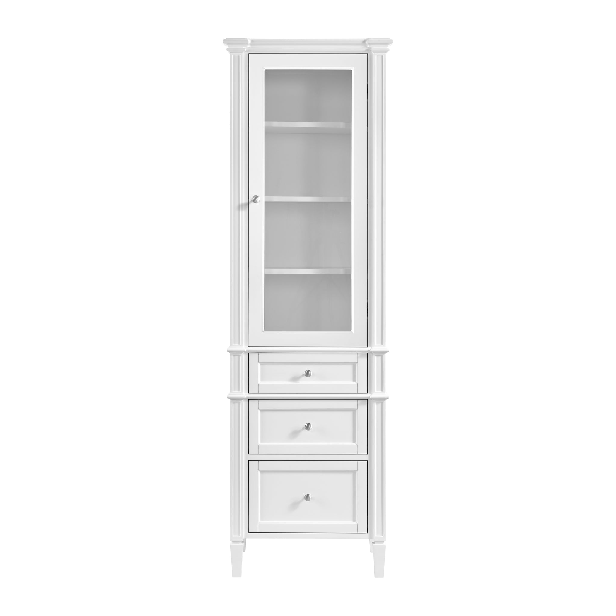 James Martin Brittany Linen Cabinet, Bright White, view 2
