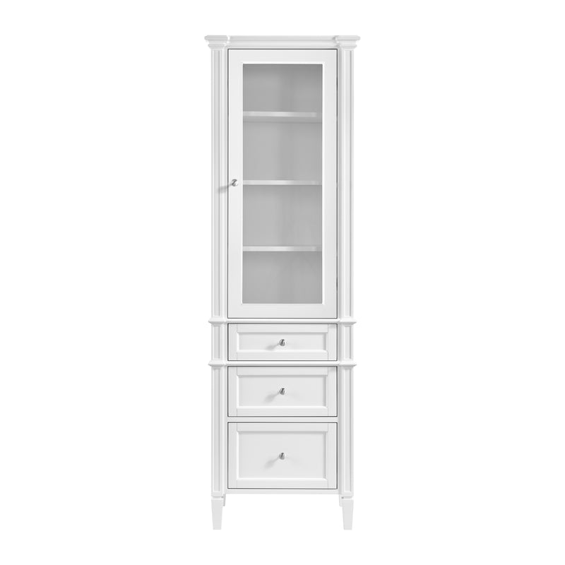 James Martin Brittany Linen Cabinet, Bright White, view 2
