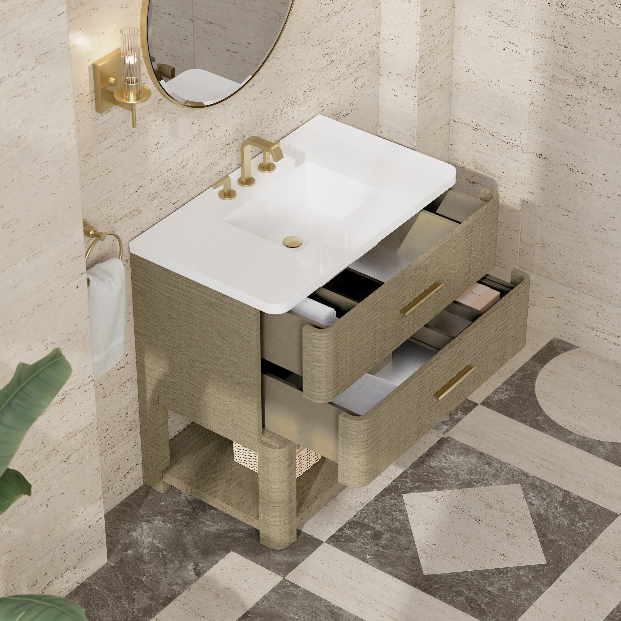 James Martin Lucian 36" Single Bathroom Vanity, Pebble Oak, view 39