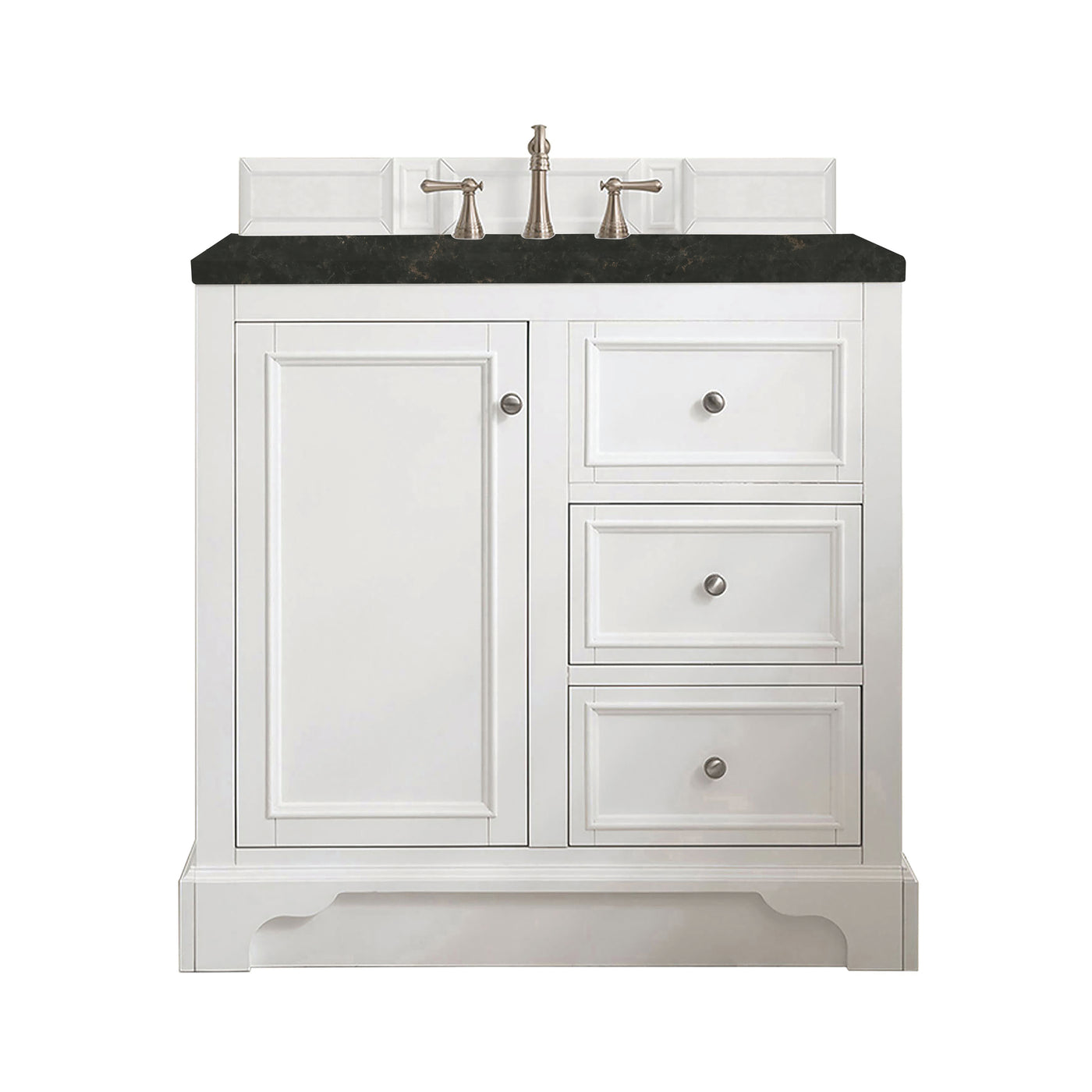 James Martin De Soto 36" Single Bathroom Vanity, Bright White with Phantome countertop