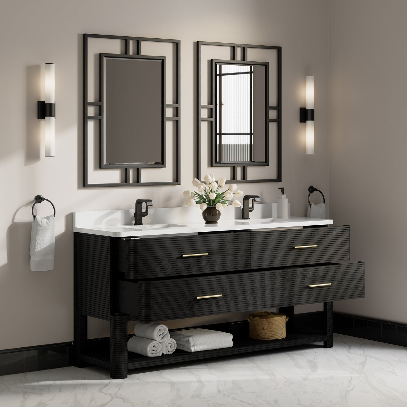 James Martin Lucian 72" Double Bathroom Vanity, Carbon Oak, view 25