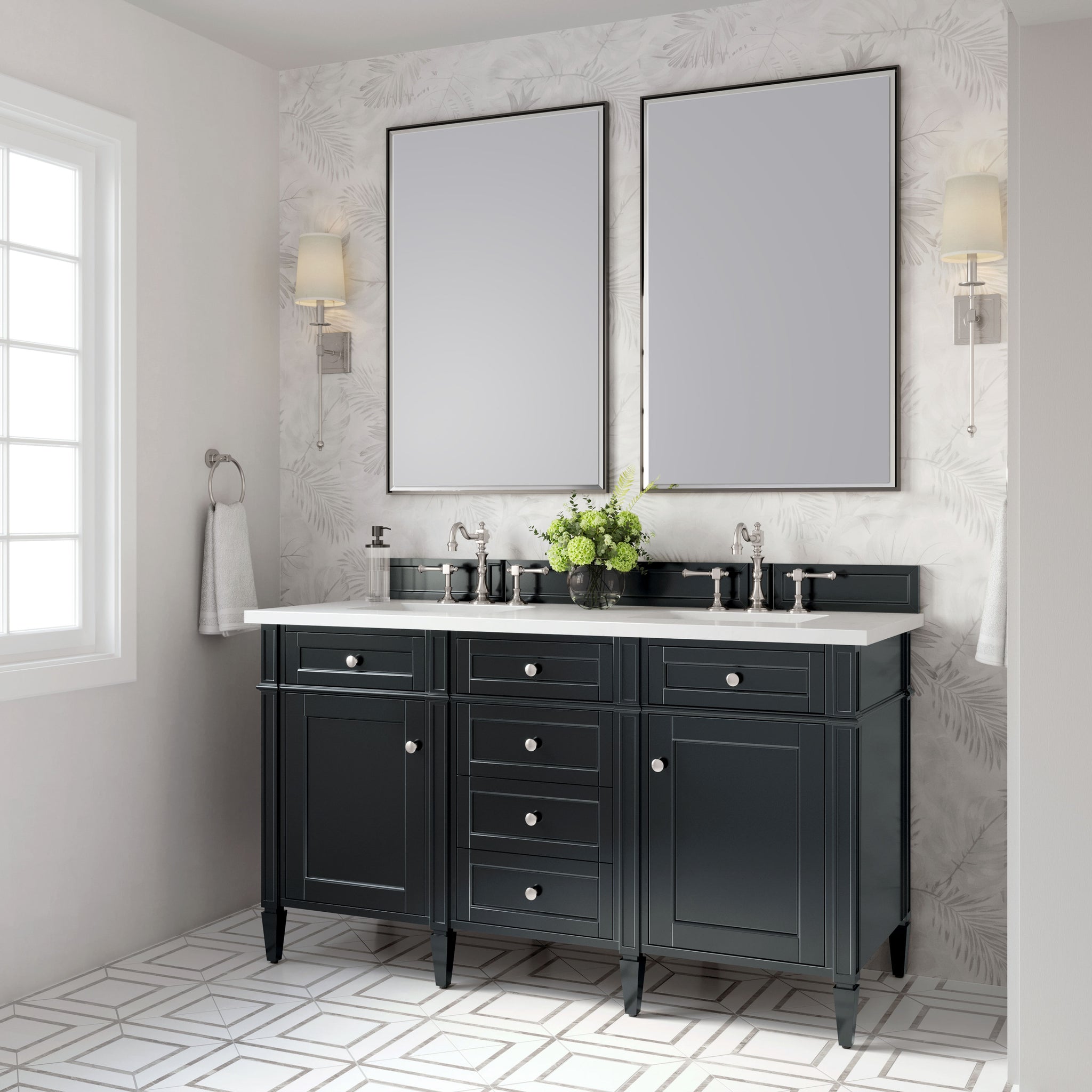 James Martin Brittany 60" Double Bathroom Vanity, Black Onyx, view 29
