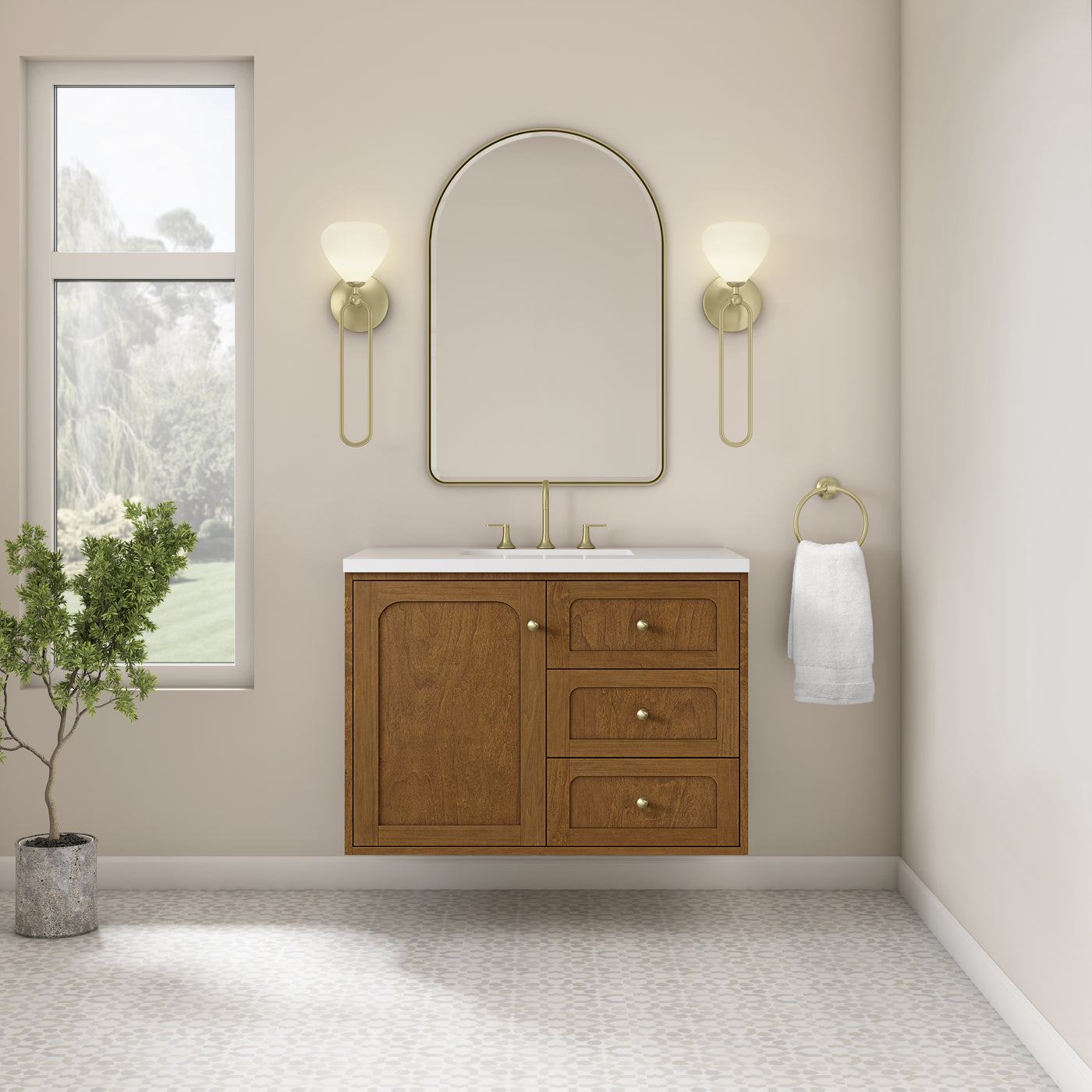 James Martin Laurent 36" Dual Mount Single Bathroom Vanity, Honey Oak, view 39