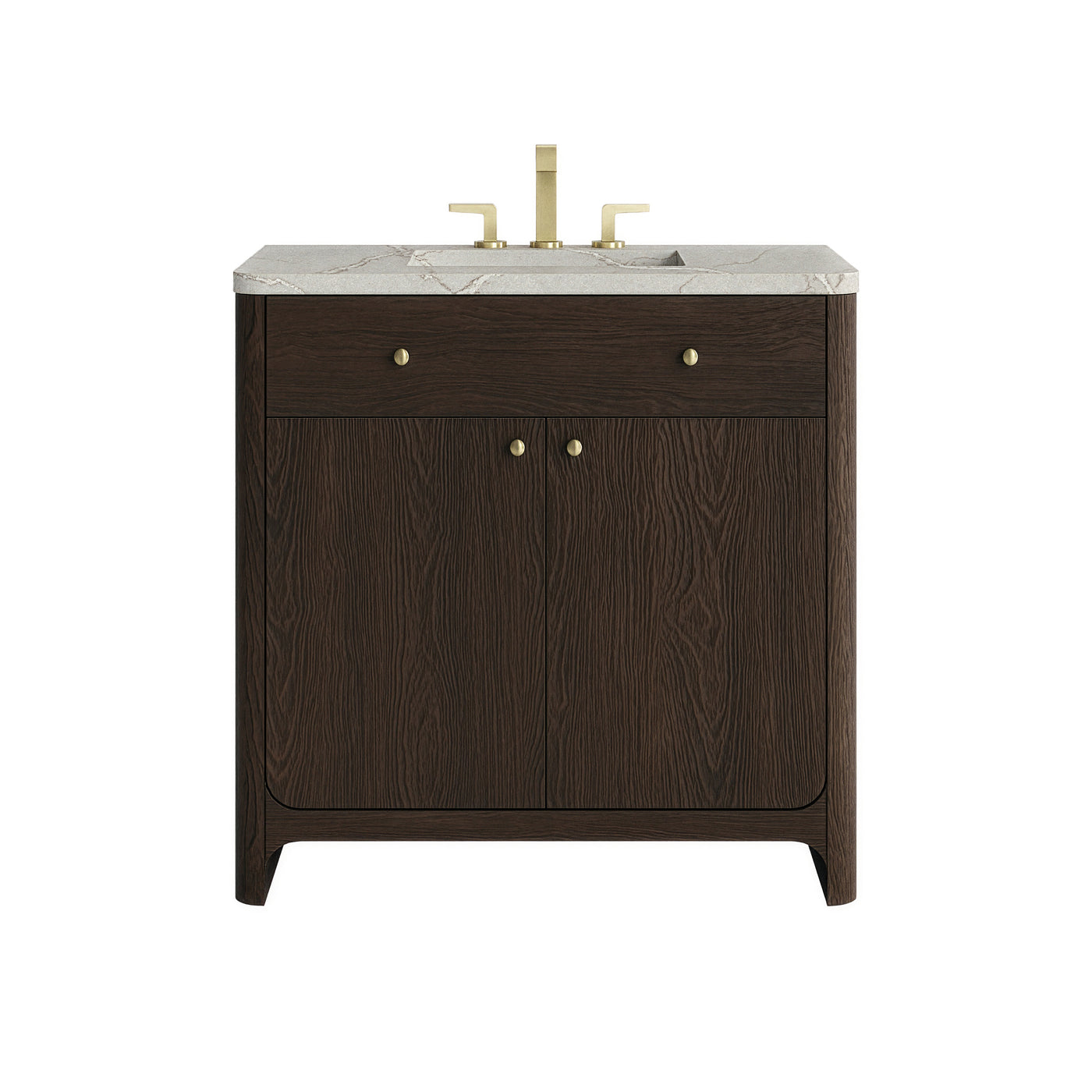 James Martin Gracyn 36" Single Bathroom Vanity, Sable with Victorian Silver (Widespread) countertop