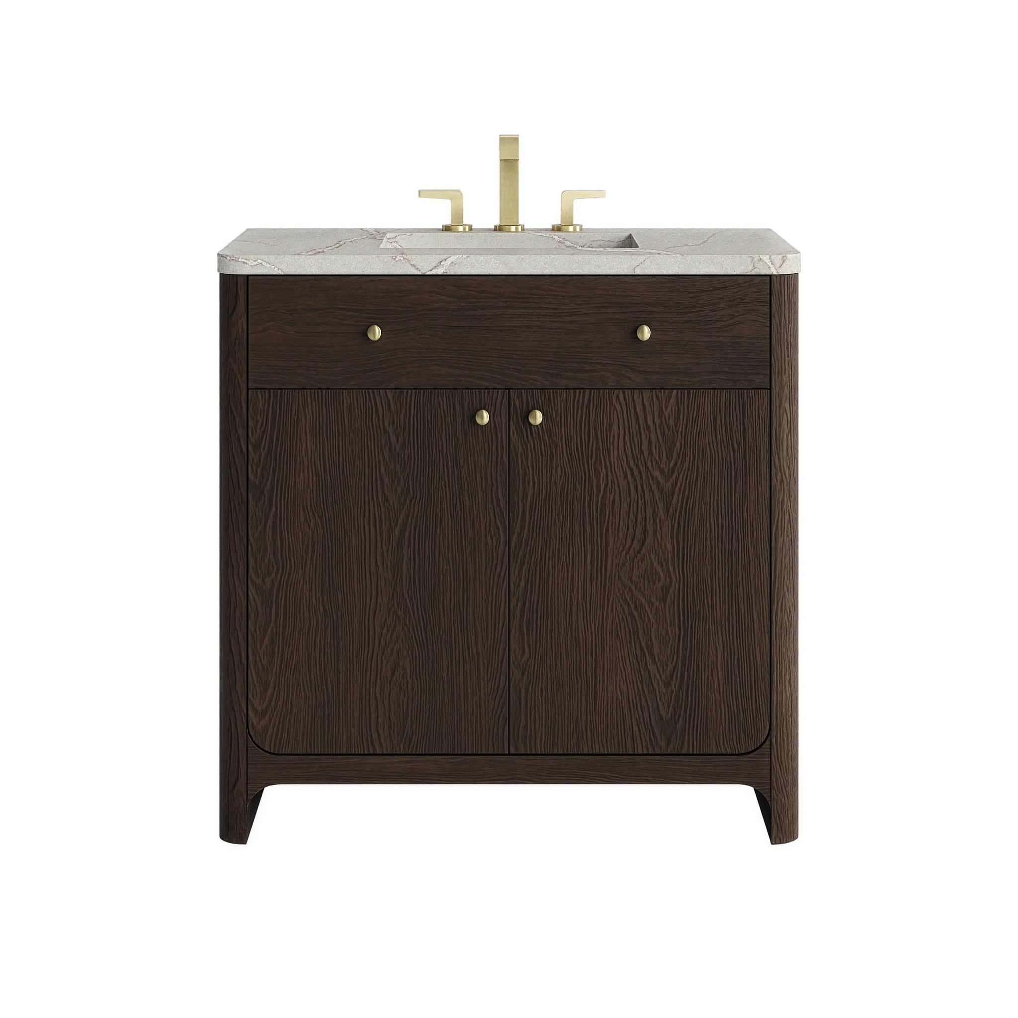 James Martin Gracyn 36" Single Bathroom Vanity, Sable with Victorian Silver (Widespread) countertop