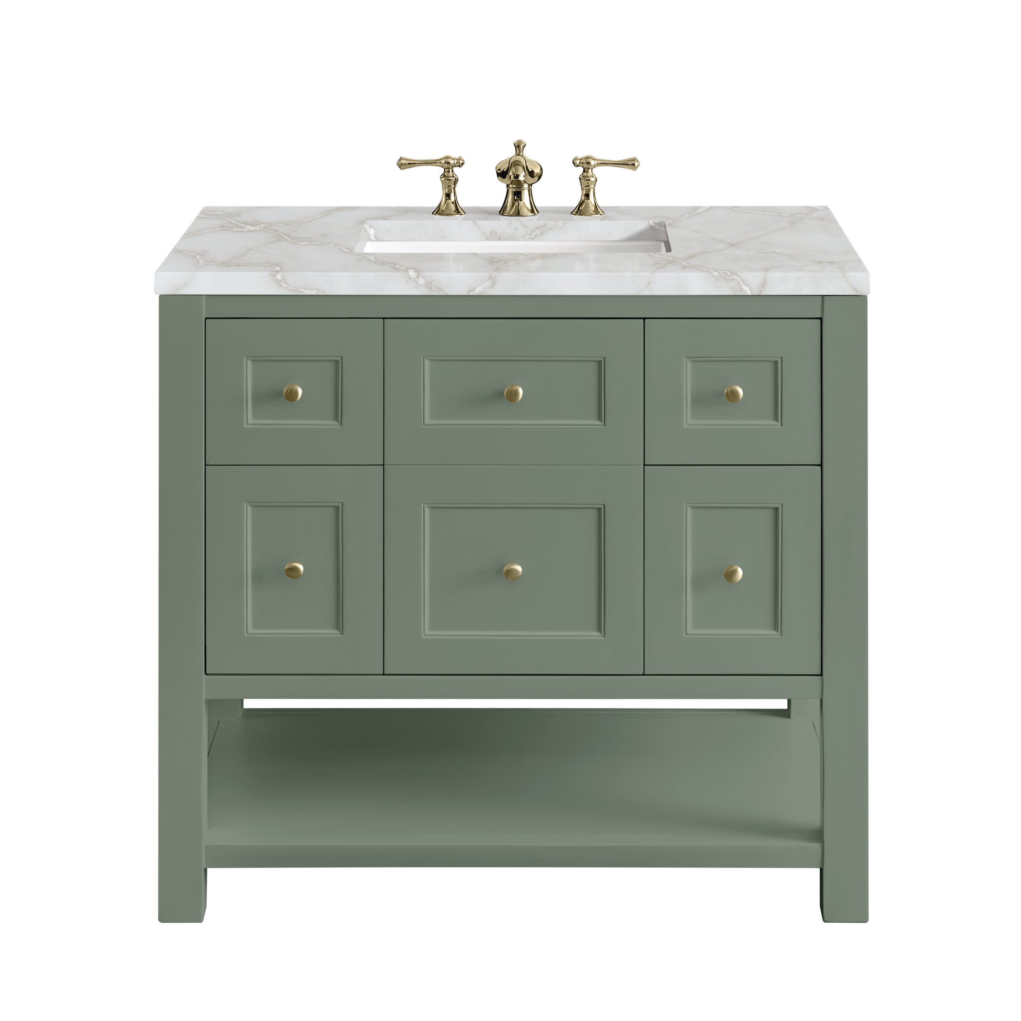 James Martin Breckenridge 36" Single Bathroom Vanity, Smokey Celadon with Victorian Silver countertop
