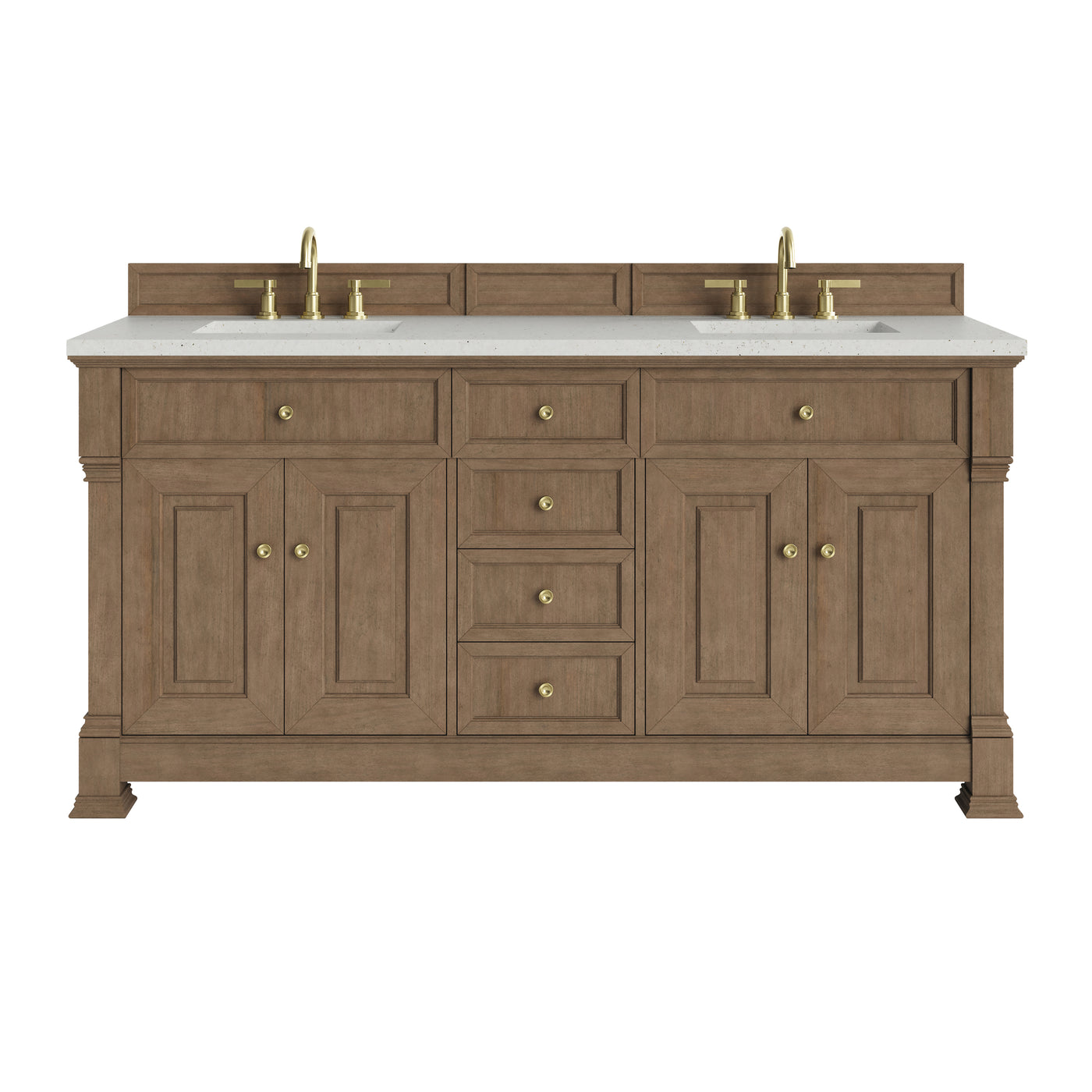 James Martin Brookfield 72" Double Bathroom Vanity, Pecan with Lime Delight countertop