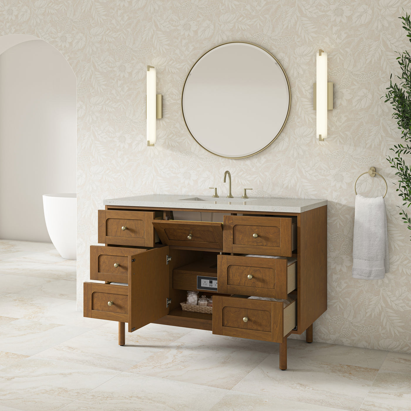 James Martin Laurent 48" Dual Mount Single Bathroom Vanity, Honey Oak, view 39