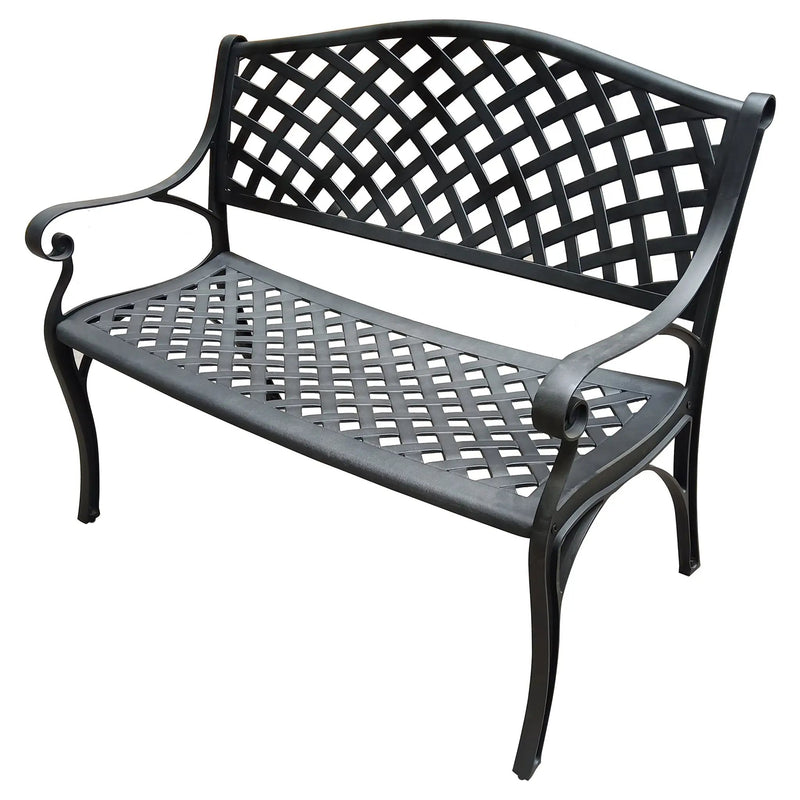 Outdoor Aluminum Modern 40-in Black Patio Bench Loveseat by Sharicks