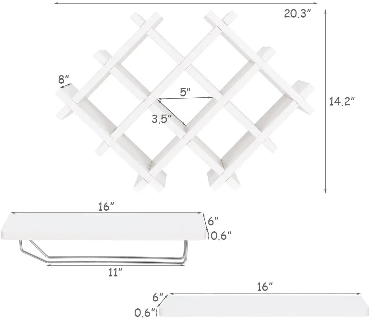 Set of 5 Wall Mount Wine Rack Set with Storage Shelves by DirectDeals
