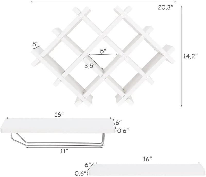 Set of 5 Wall Mount Wine Rack Set with Storage Shelves by DirectDeals