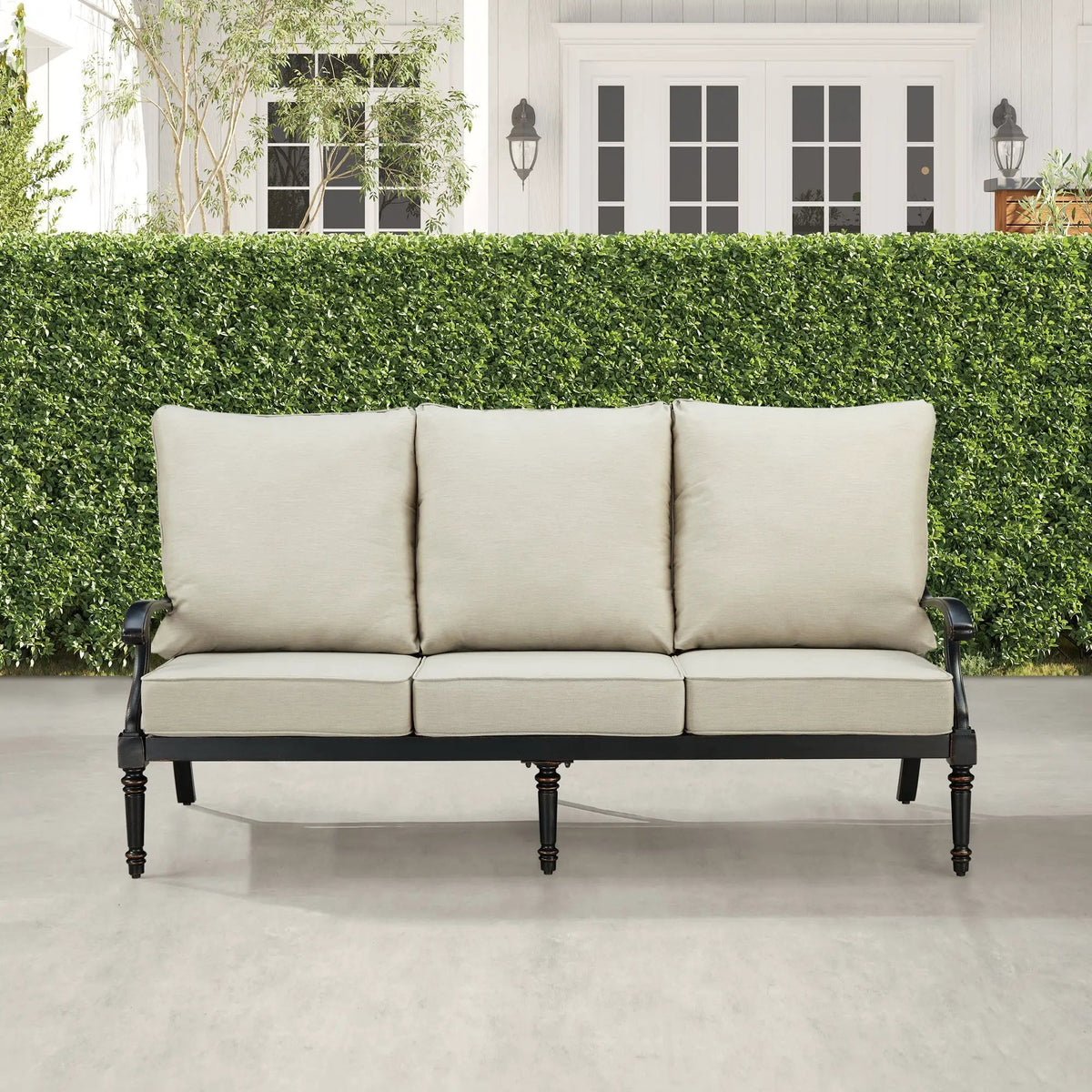 Black Aluminum Deep Seating Sofa with Cushions by Sharicks