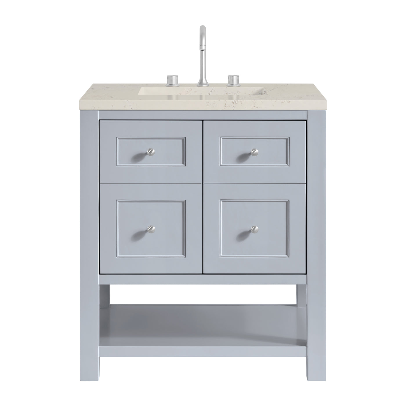 James Martin Breckenridge 30" Single Bathroom Vanity, Serenity Blue with Siberian countertop
