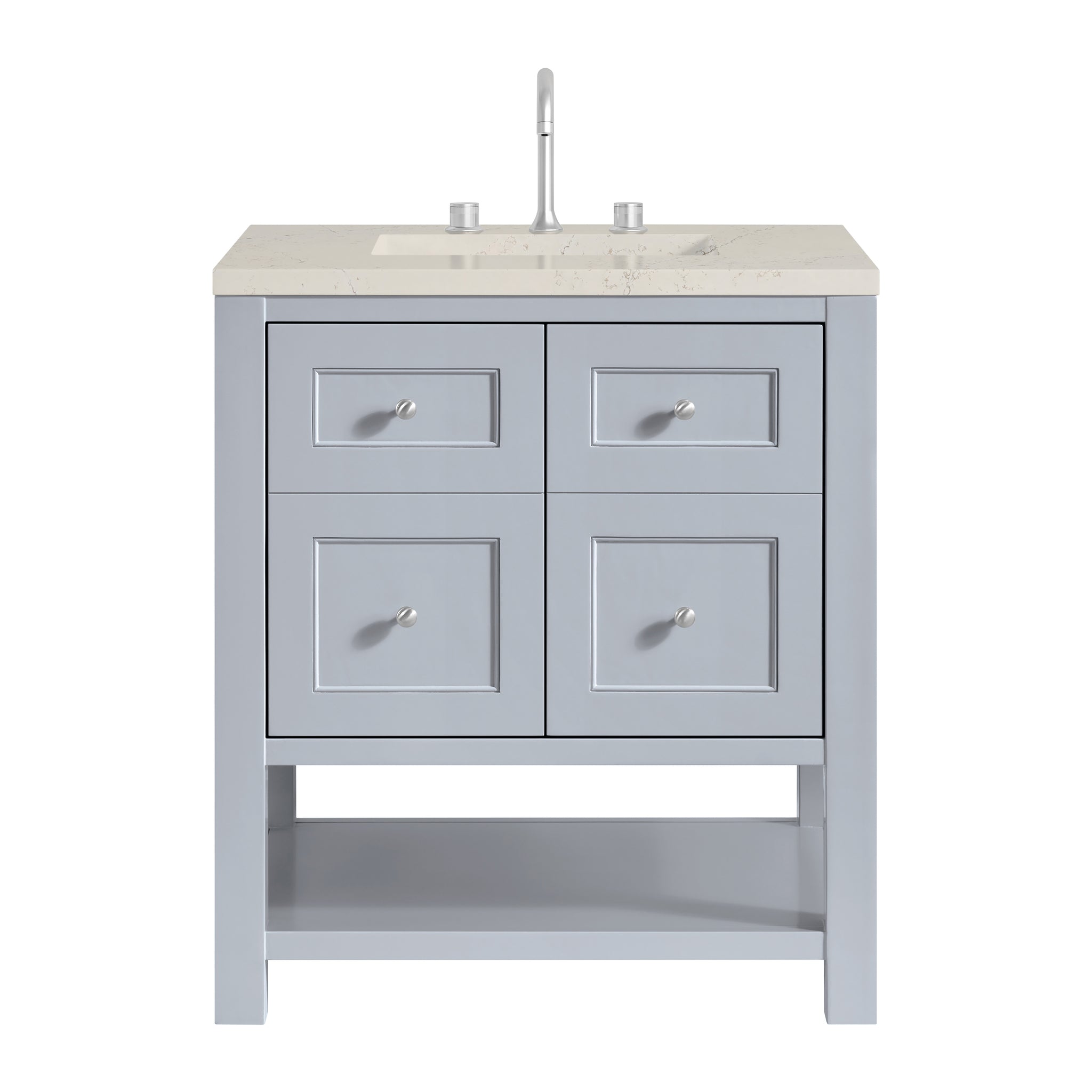 James Martin Breckenridge 30" Single Bathroom Vanity, Serenity Blue with Siberian countertop
