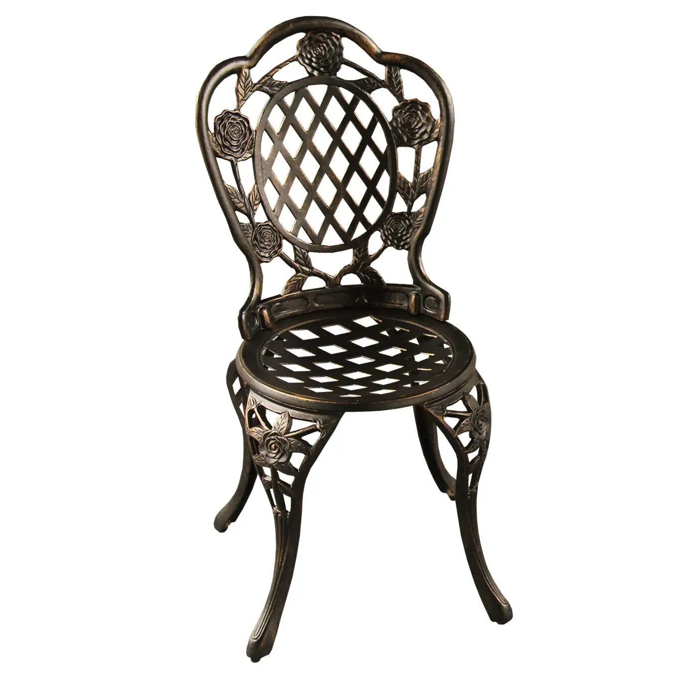 Bronze Rose Ornate Outdoor Patio Garden Aluminum 3 Piece Bistro Set by Sharicks