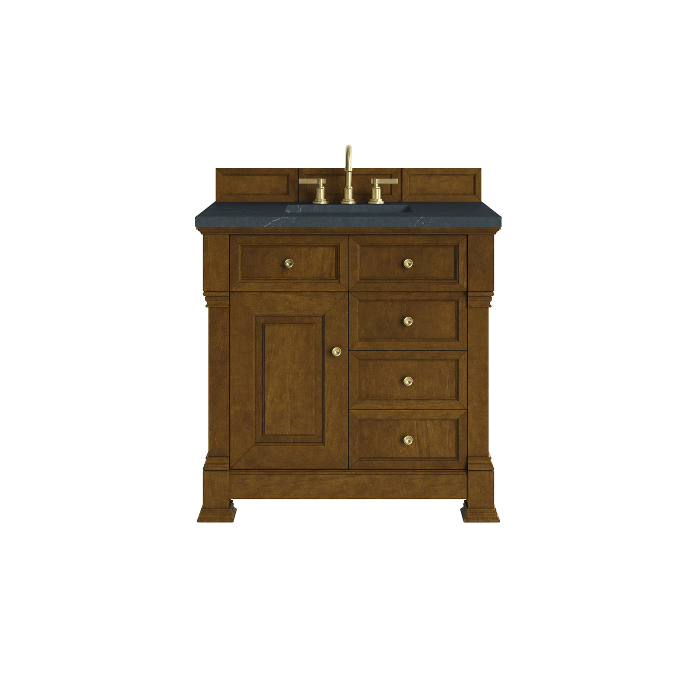 James Martin Brookfield 36" Single Bathroom Vanity, Honey Oak with Charcoal Soapstone countertop