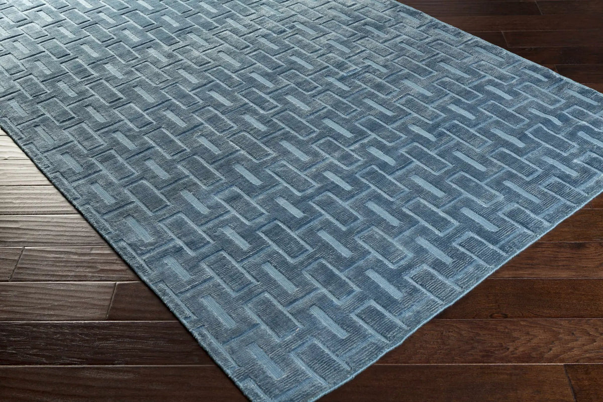 Quealy Blue Patterned 3x5 Small Viscose Rug - Clearance, photo 2 of 5