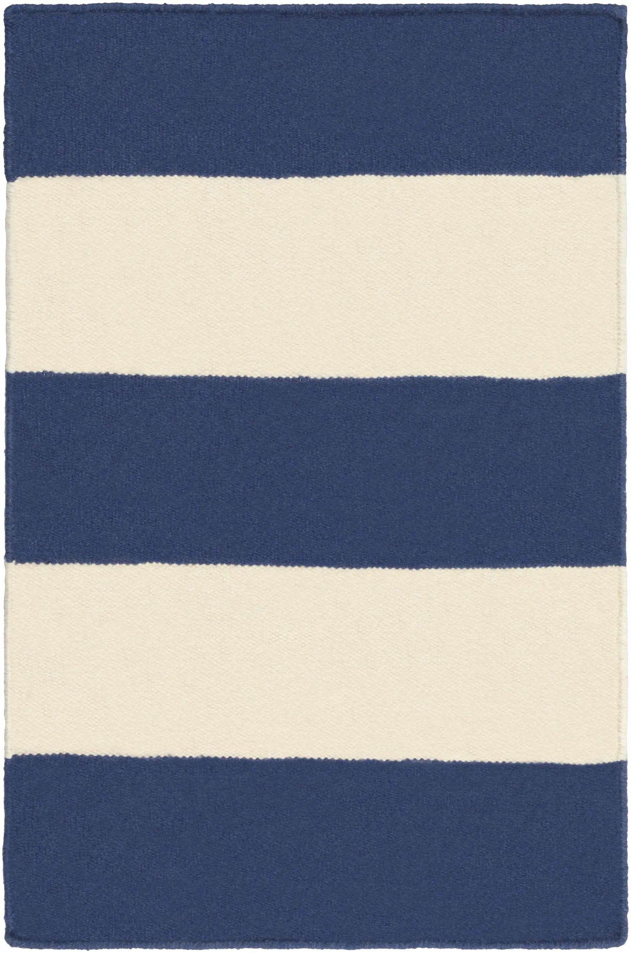 Ingersoll 8x11 Blue&White Striped Wool Rug - Clearance by Boutique Rugs