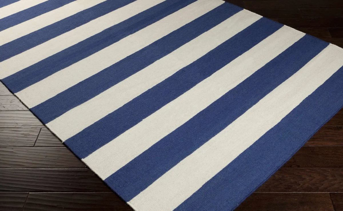 Ingersoll 8x11 Blue&White Striped Wool Rug - Clearance, photo 2 of 7