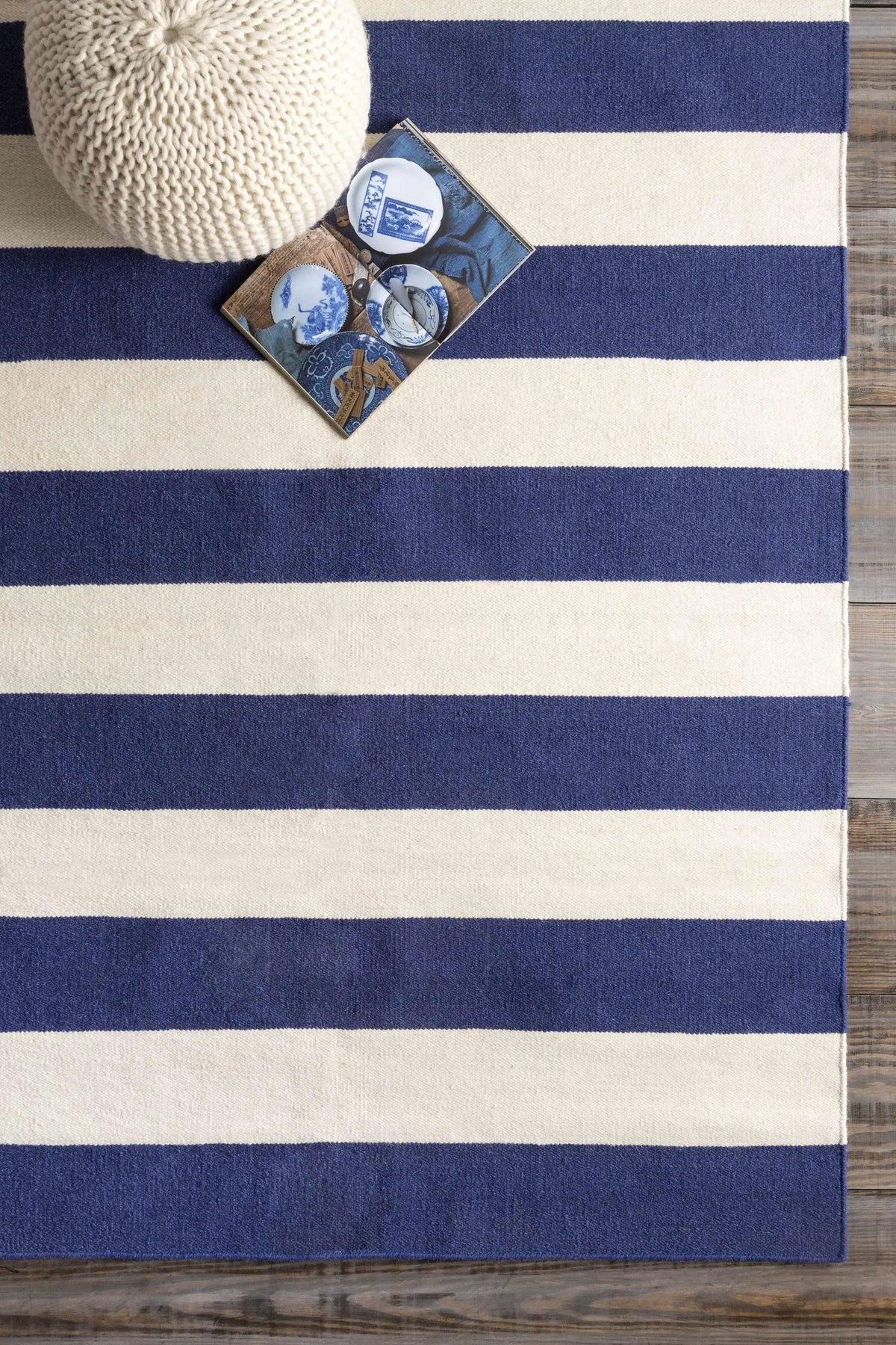 Ingersoll 8x11 Blue&White Striped Wool Rug - Clearance, photo 3 of 7