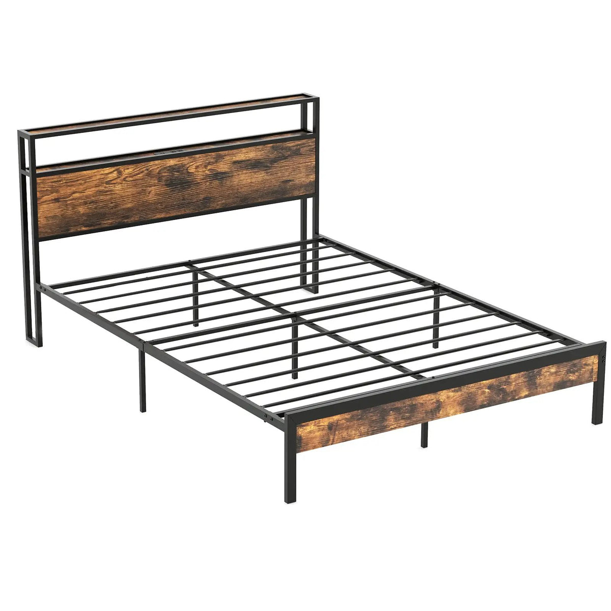 Twin/Full/Queen Bed Frame with Storage Headboard and Charging Station, photo 9 of 10