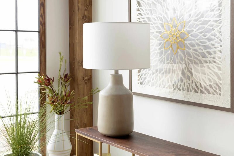 Quezon Beige Resin Table Lamp by Boutique Rugs
