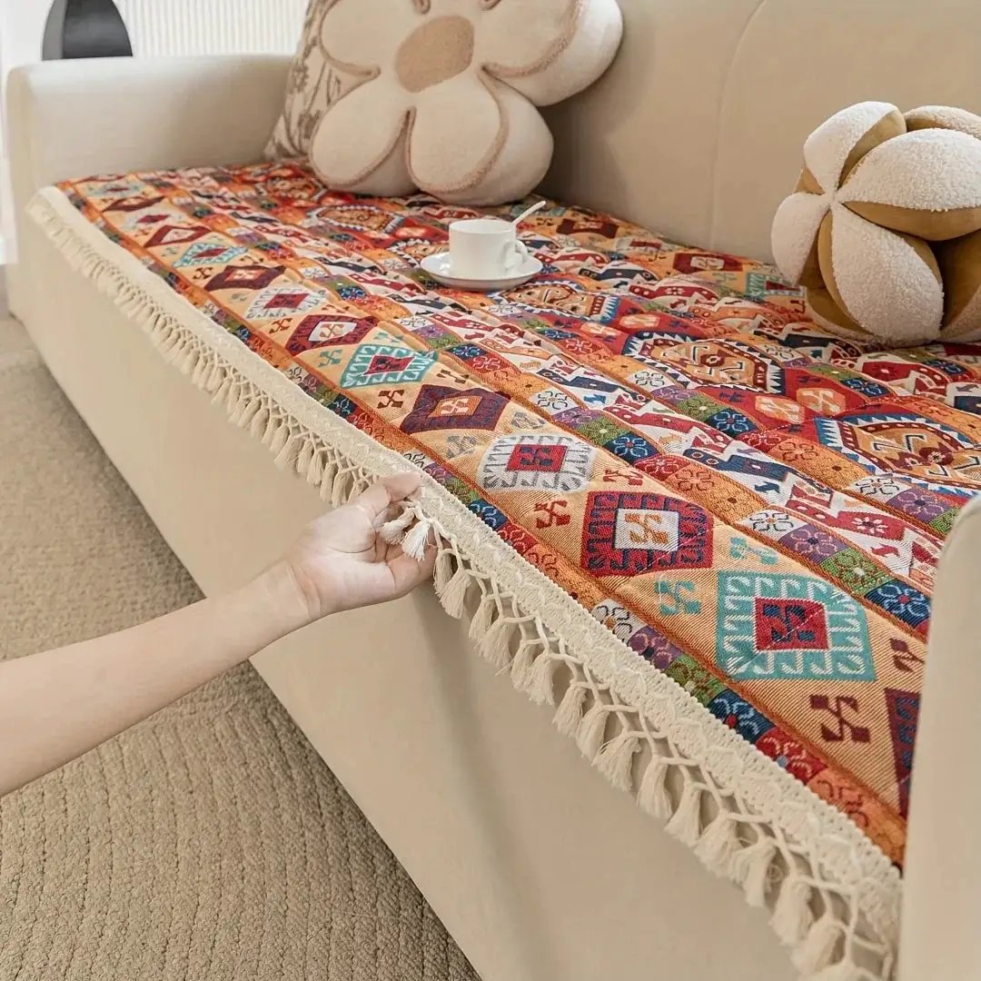Quilted Sofa Cover - Non-Slip Thickened Ethnic Style by House Of Avana