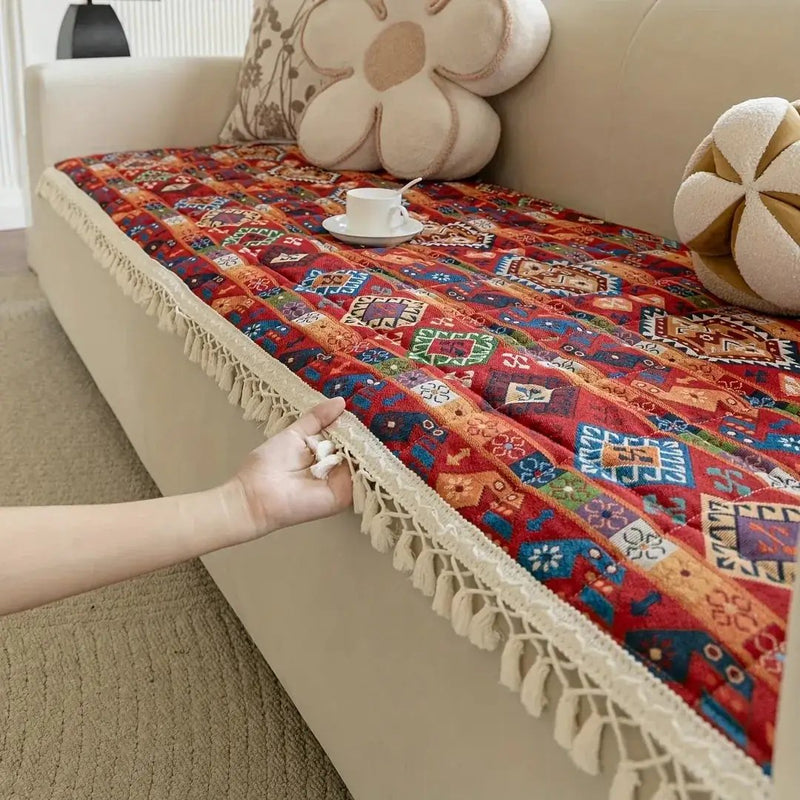 Quilted Sofa Cover - Non-Slip Thickened Ethnic Style by House Of Avana